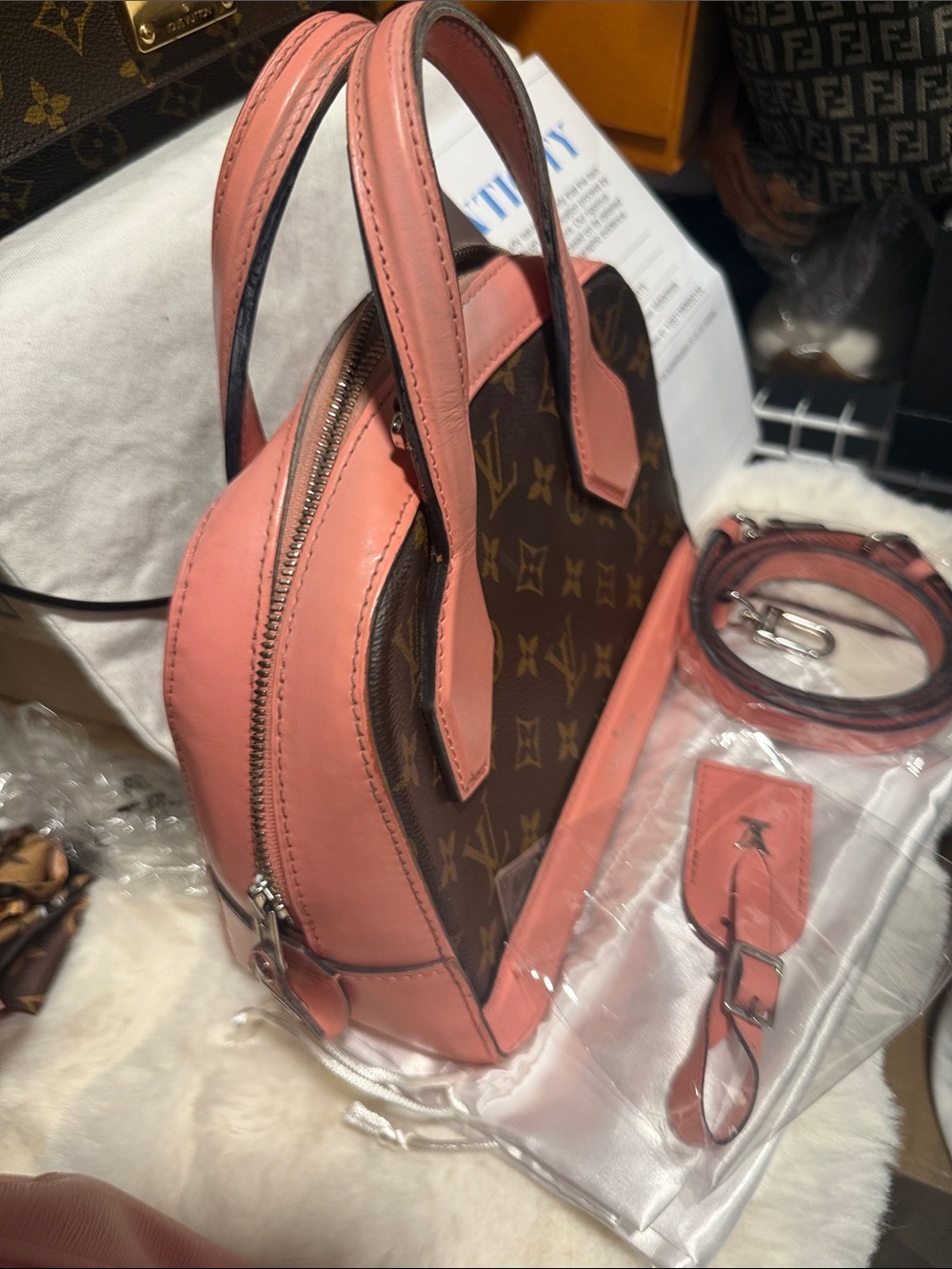 Louis Vuitton Monogram Satchel with Pink Trim - Picture 3 of 17